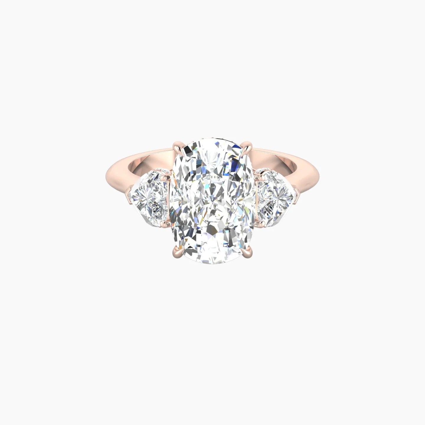 Heart Trilogy | 18k Rose Gold 5 ct Cushion Cut Ring
