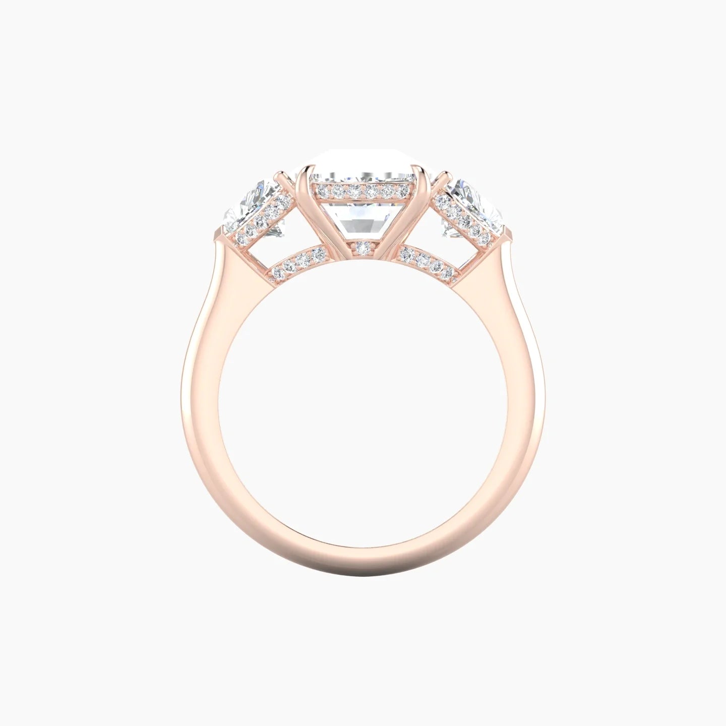 Heart Trilogy | 18k Rose Gold 5 ct Cushion Cut Ring