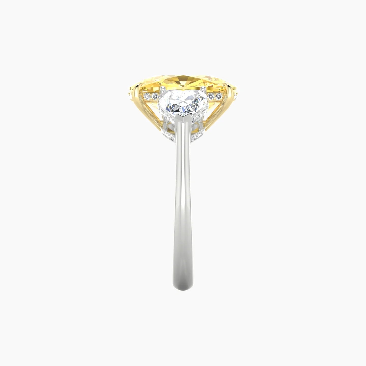 Heart Trilogy | 18k White & Yellow Gold 5 ct Cushion Cut Ring