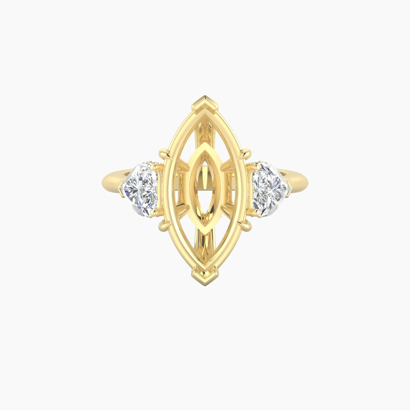 Heart Trilogy | 18k Yellow Gold 5-7.99 ct Marquise Cut Ring Setting