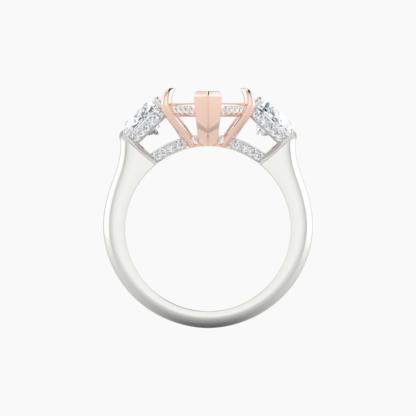Heart Trilogy | 18k White & Rose Gold 5-7.99 ct Marquise Cut Ring Setting