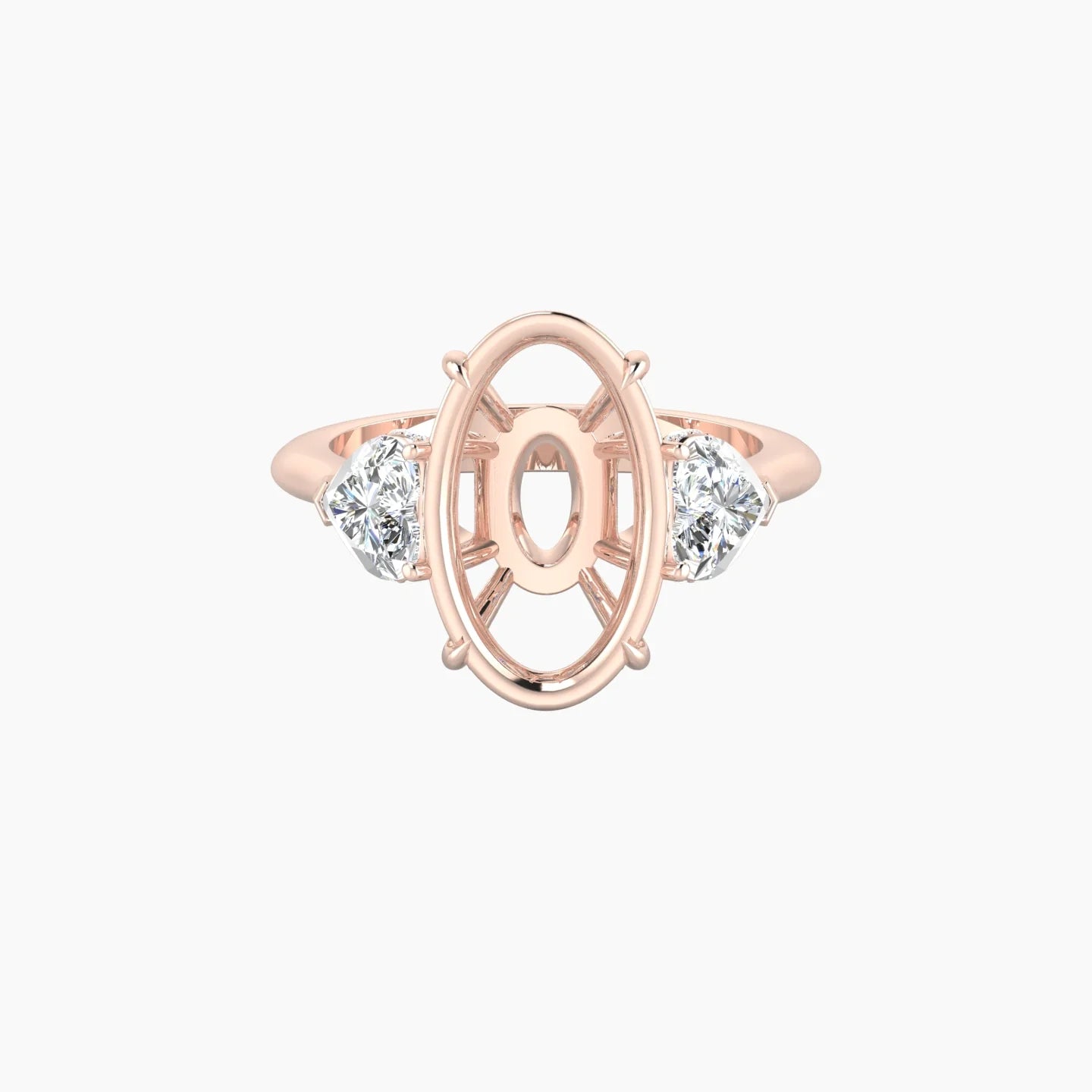 Heart Trilogy | 18k Rose Gold 5-7.99 ct Oval Cut Ring Setting