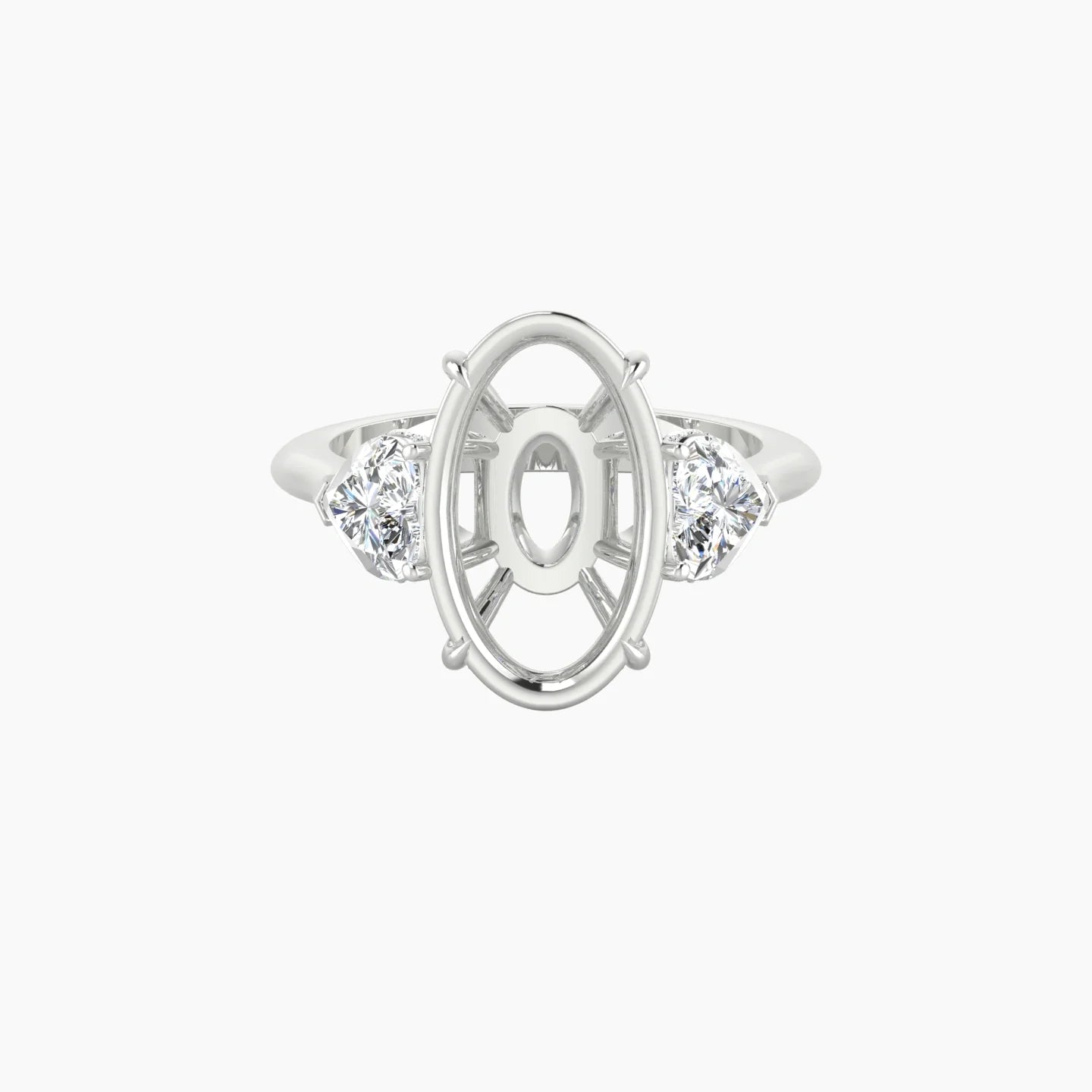 Heart Trilogy | 18k White Gold 5-7.99 ct Oval Cut Ring Setting