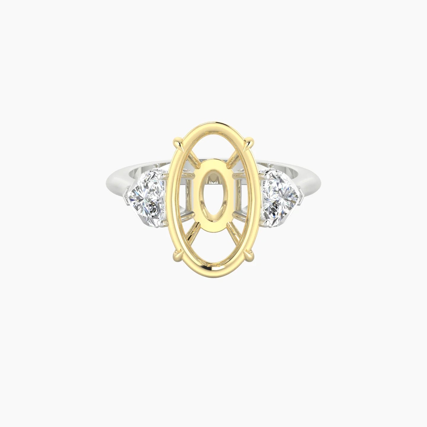Heart Trilogy | 18k White & Yellow Gold 5-7.99 ct Oval Cut Ring Setting