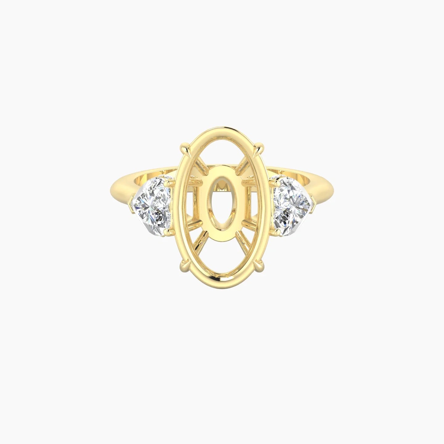 Heart Trilogy | 18k Yellow Gold 5-7.99 ct Oval Cut Ring Setting