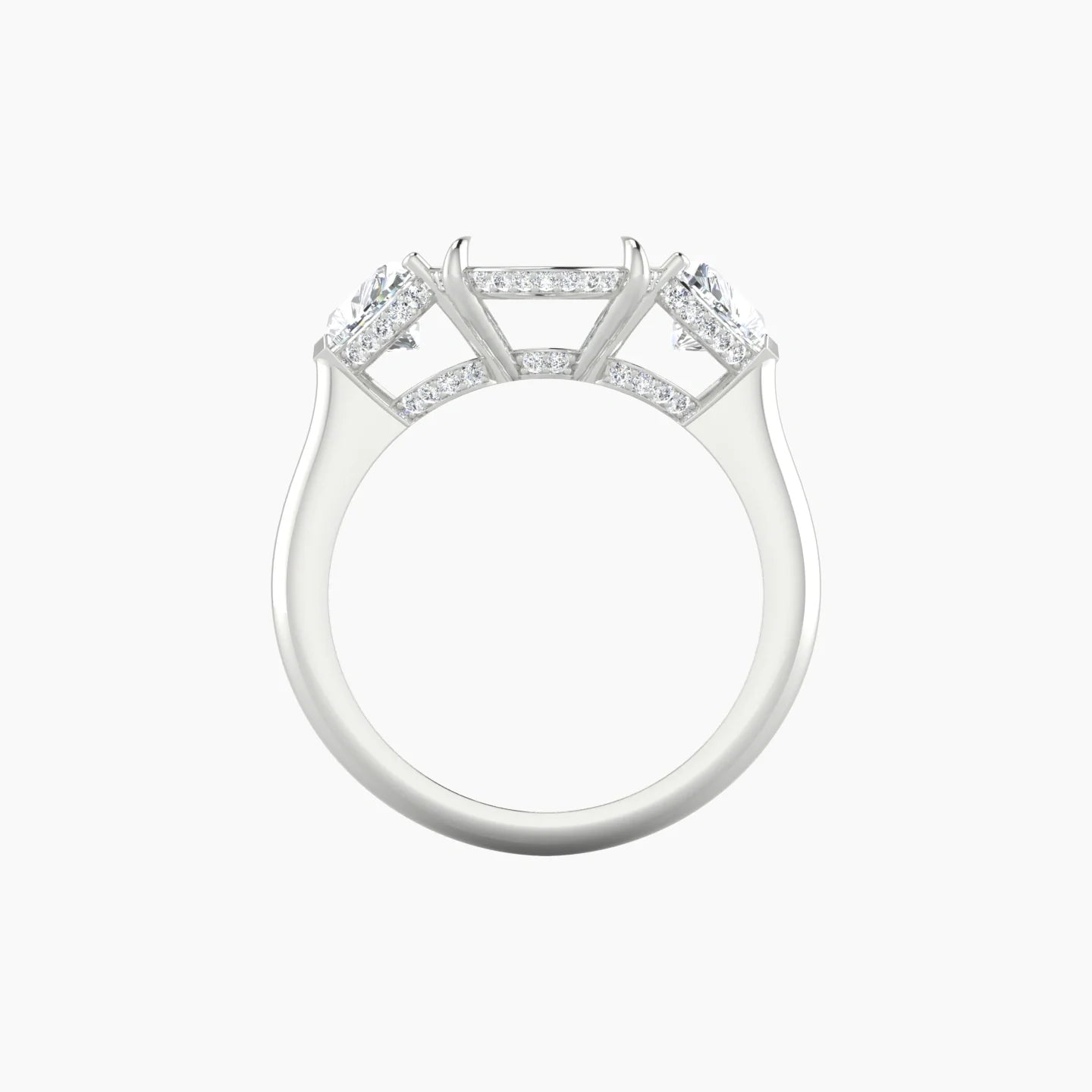Heart Trilogy | 18k White Gold 5-7.99 ct Oval Cut Ring Setting