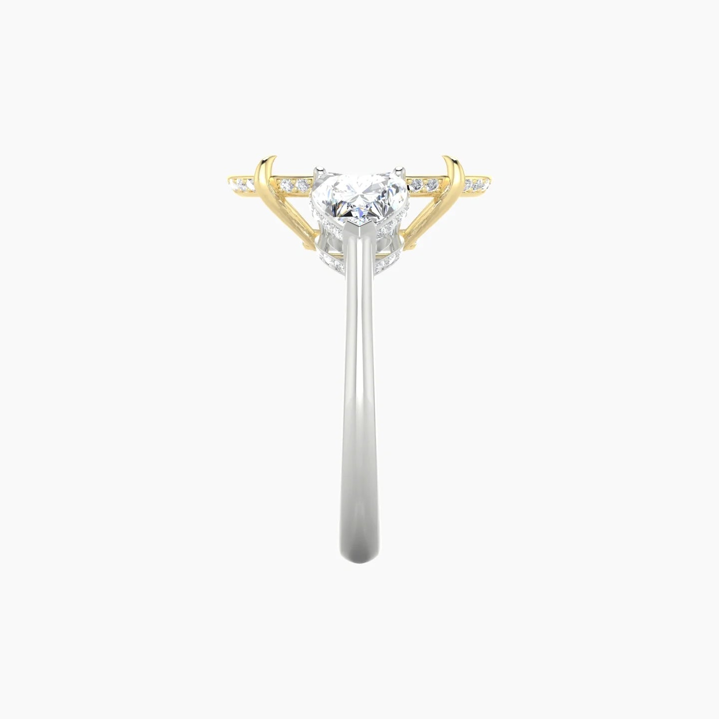 Heart Trilogy | 18k White & Yellow Gold 5-7.99 ct Oval Cut Ring Setting
