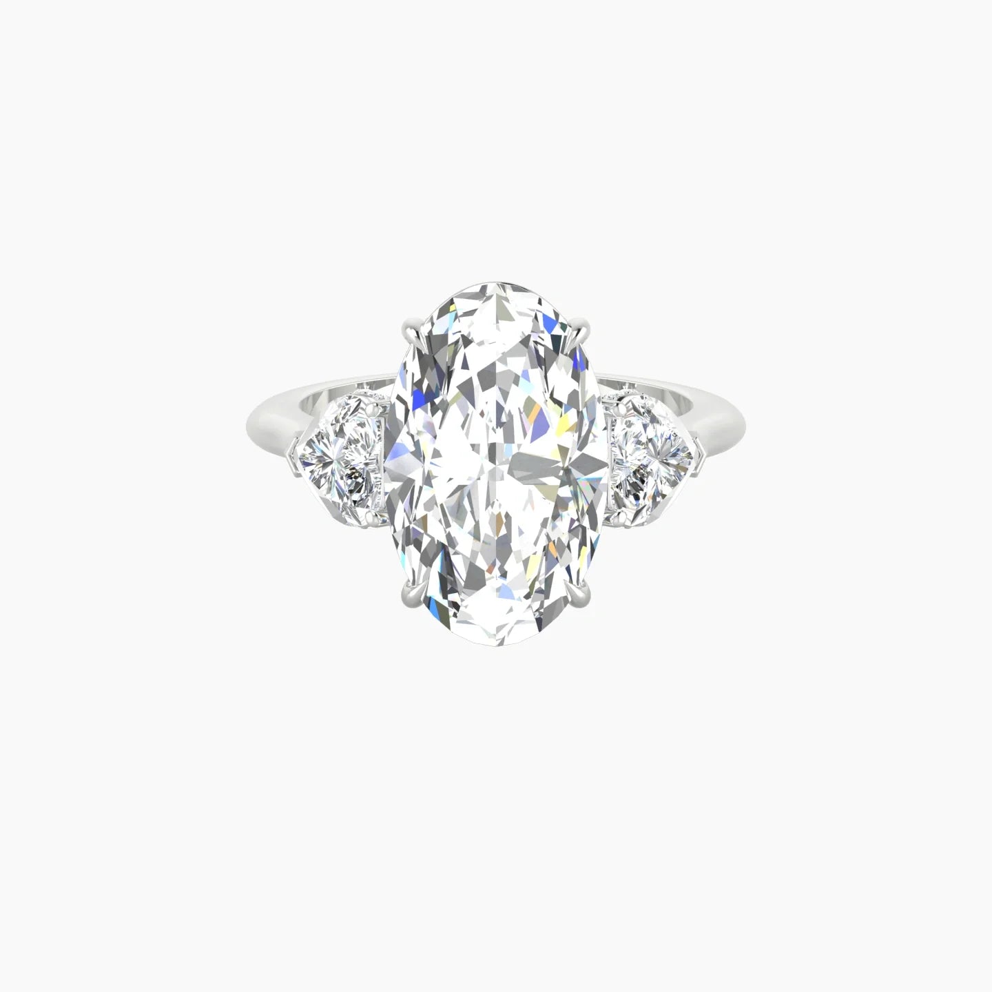 Heart Trilogy | 18k White Gold 5 ct Oval Cut Ring