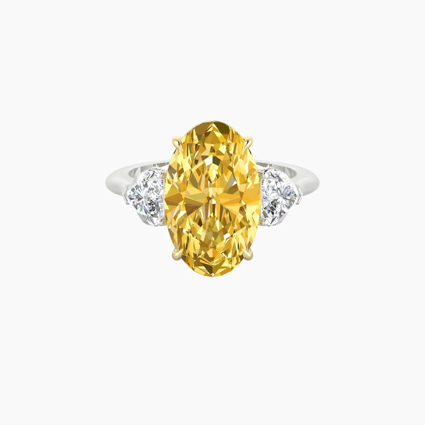 Heart Trilogy | 18k White & Yellow Gold 5 ct Oval Cut Ring