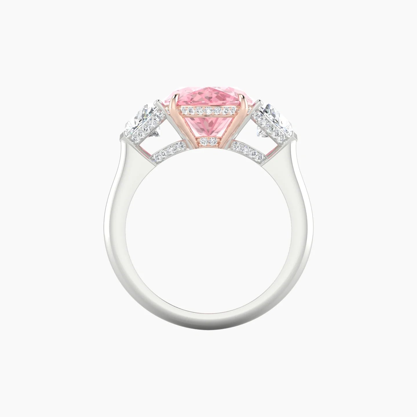 Heart Trilogy | 18k White & Rose Gold 5 ct Oval Cut Ring