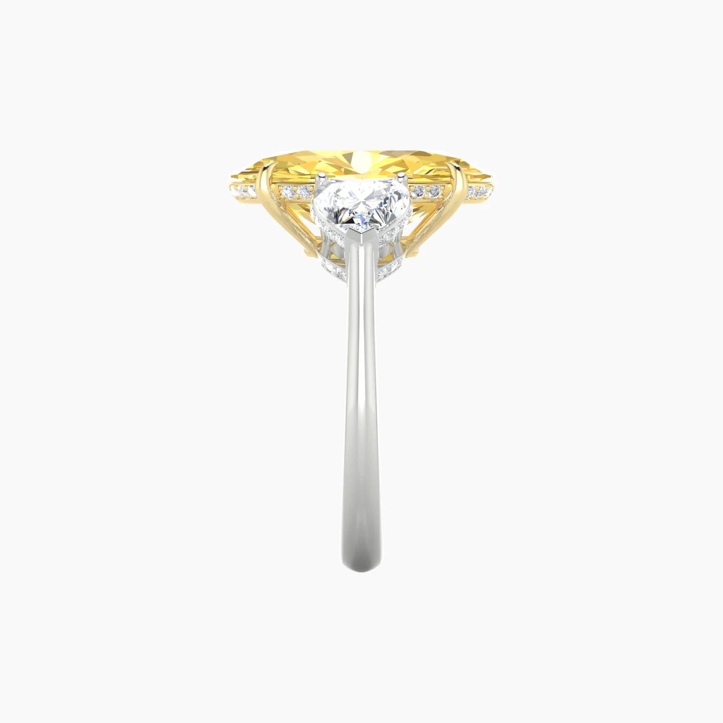 Heart Trilogy | 18k White & Yellow Gold 5 ct Oval Cut Ring