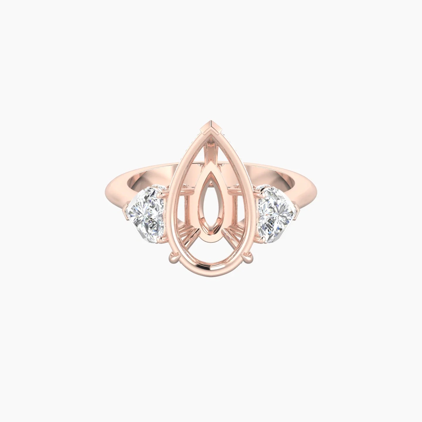 Heart Trilogy | 18k Rose Gold 5-7.99 ct Pear Cut Ring Setting