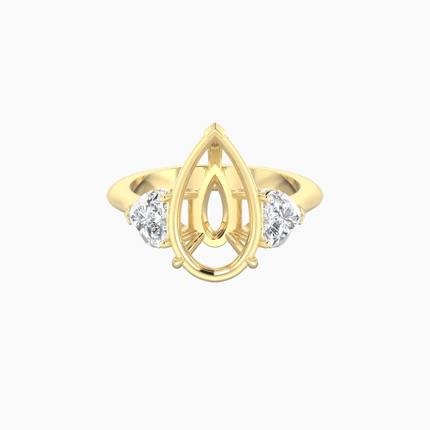 Heart Trilogy | 18k Yellow Gold 5-7.99 ct Pear Cut Ring Setting