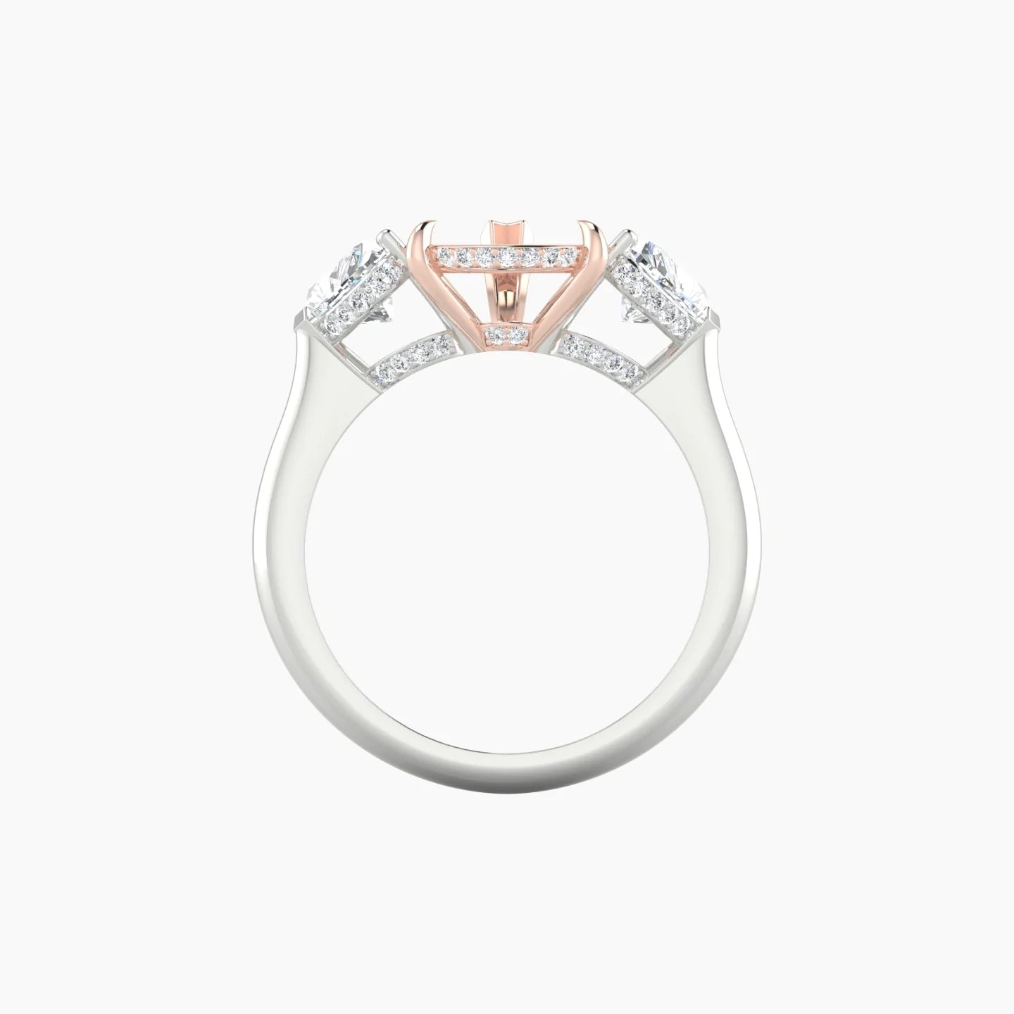 Heart Trilogy | 18k White & Rose Gold 5-7.99 ct Pear Cut Ring Setting