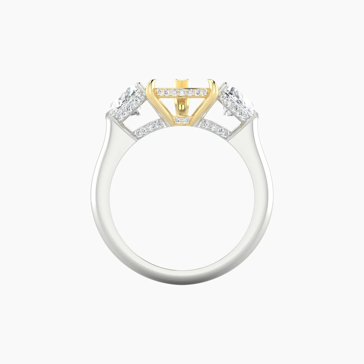 Heart Trilogy | 18k White & Yellow Gold 5-7.99 ct Pear Cut Ring Setting
