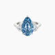 Pear Blue Lab Diamond Ring | Intricate Heart Trilogy
