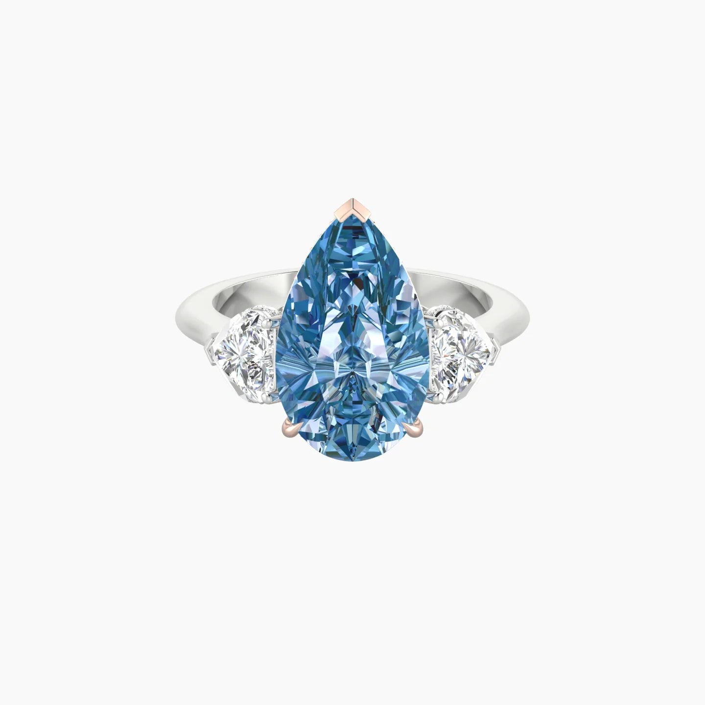 Intricate Heart Trilogy | 18k White & Rose Gold 5 ct Pear Pink Lab Diamond Ring