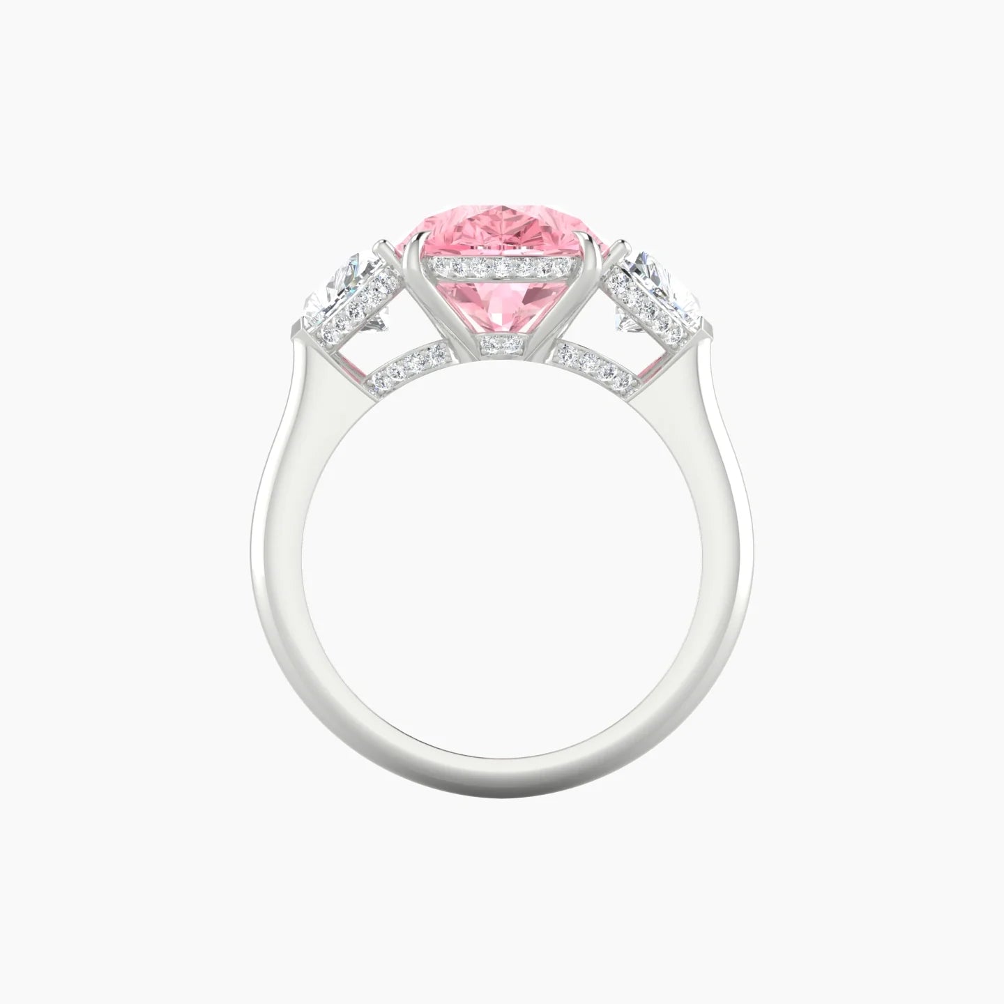 Intricate Heart Trilogy | 18k White Gold 5 ct Pear Pink Lab Diamond Ring