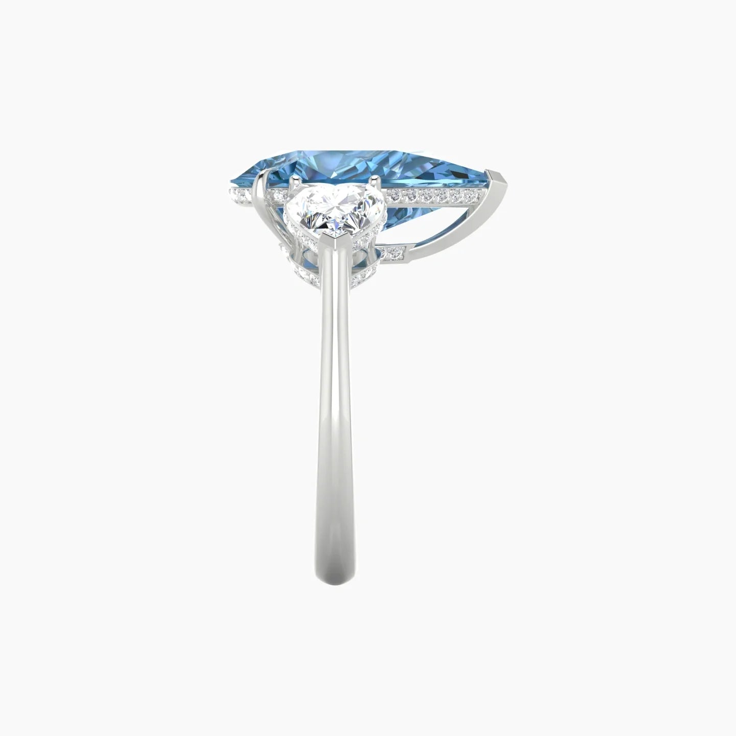 Intricate Heart Trilogy | 18k White Gold 5 ct Pear Pink Lab Diamond Ring