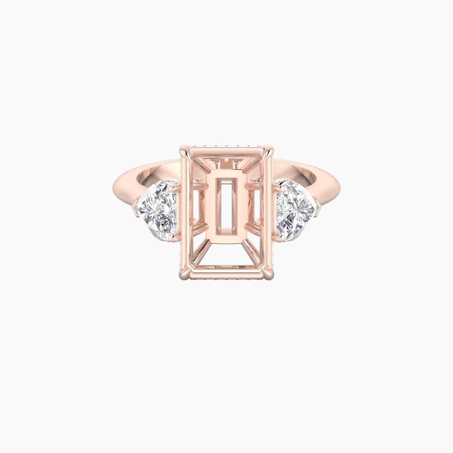 Heart Trilogy | 18k Rose Gold 5-7.99 ct Radiant Cut Ring Setting