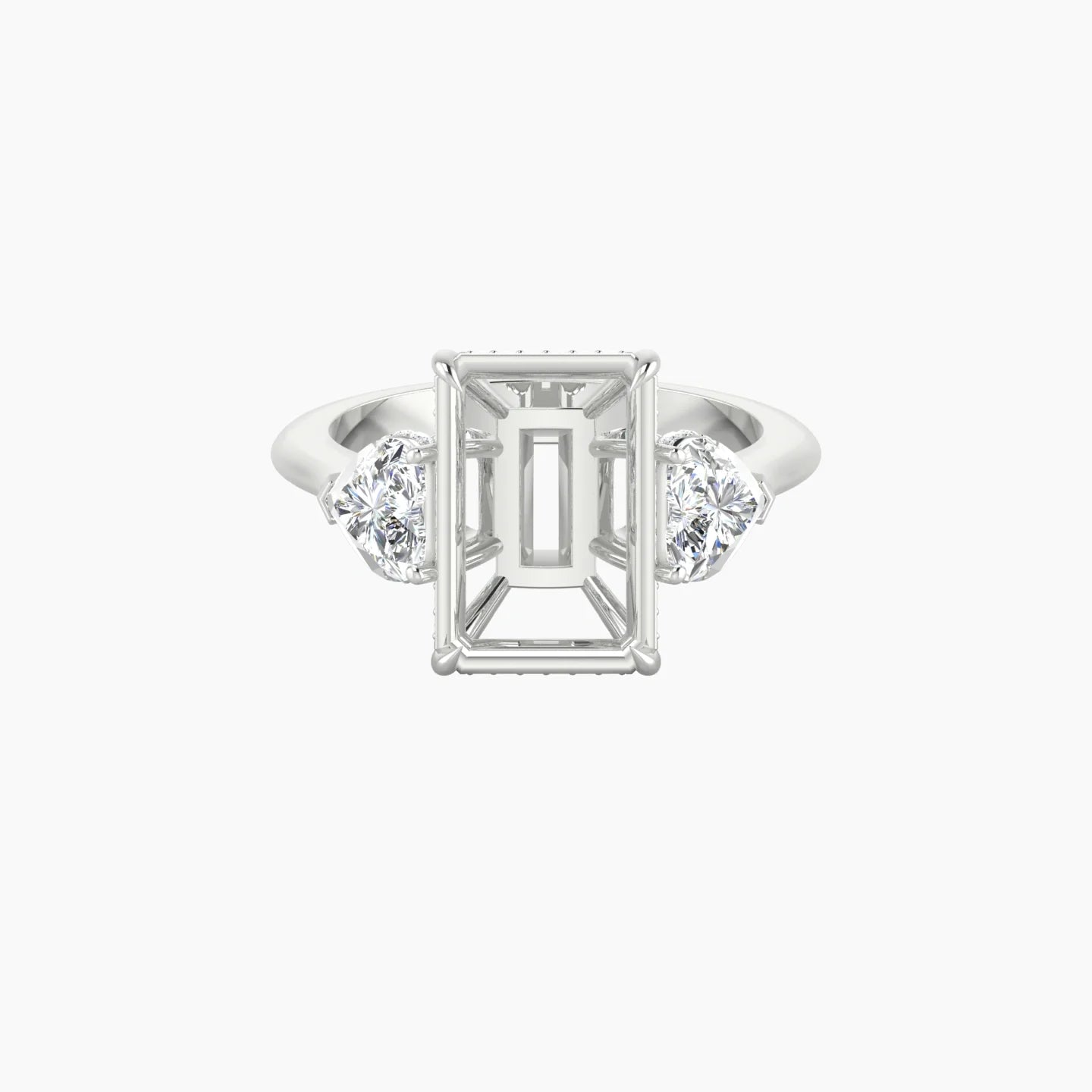 Heart Trilogy | 18k White Gold 5-7.99 ct Radiant Cut Ring Setting