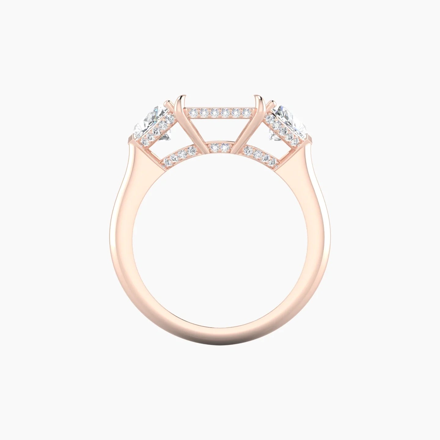 Heart Trilogy | 18k Rose Gold 5-7.99 ct Radiant Cut Ring Setting