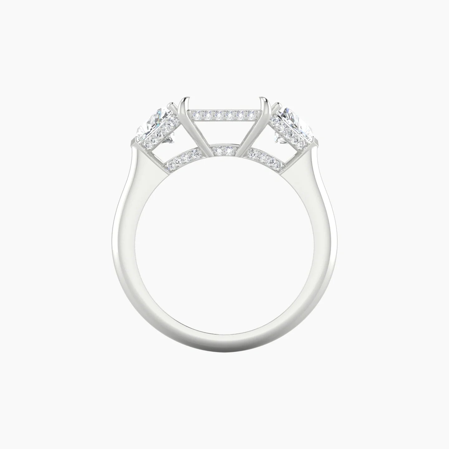 Heart Trilogy | 18k White Gold 5-7.99 ct Radiant Cut Ring Setting