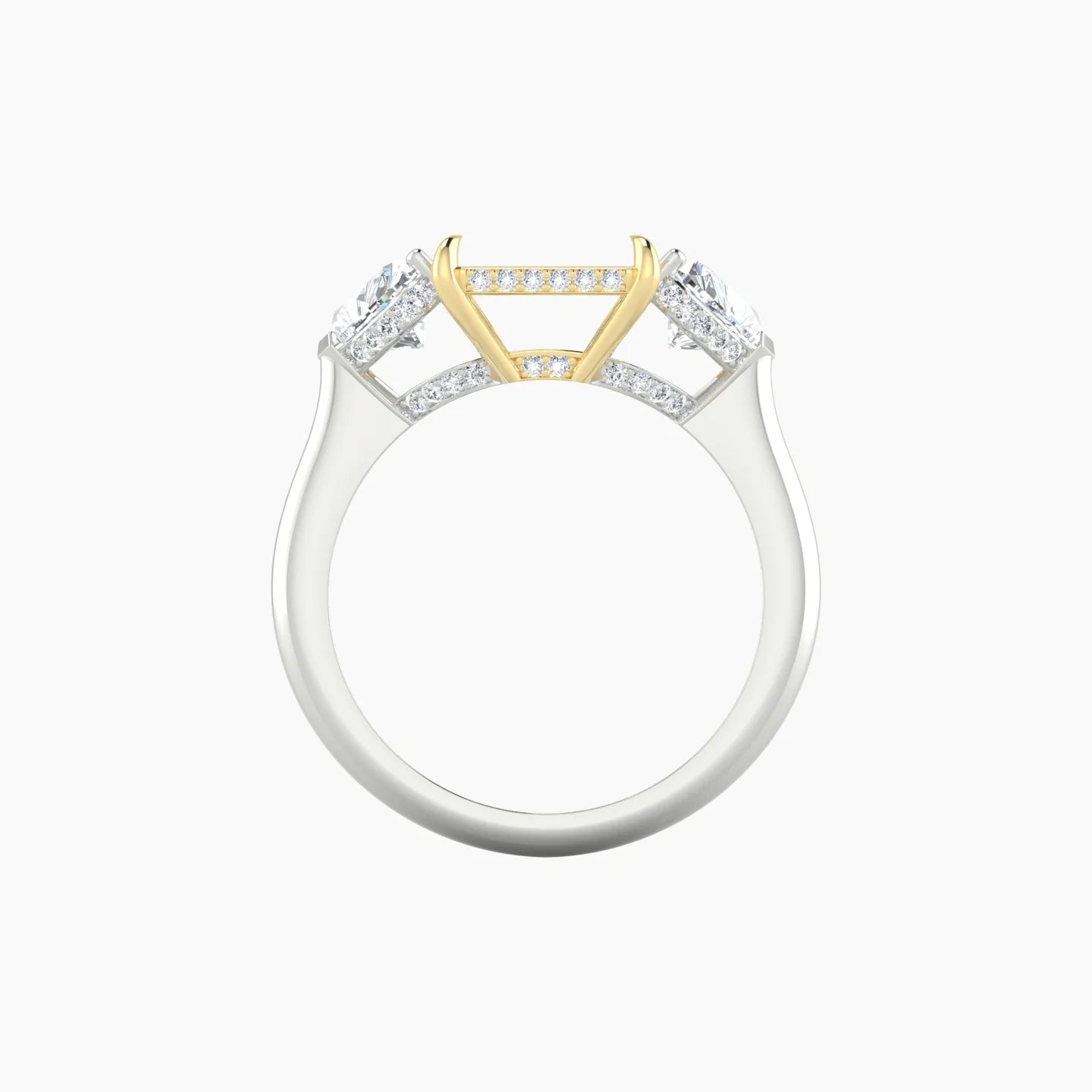 Heart Trilogy | 18k White & Yellow Gold 5-7.99 ct Radiant Cut Ring Setting