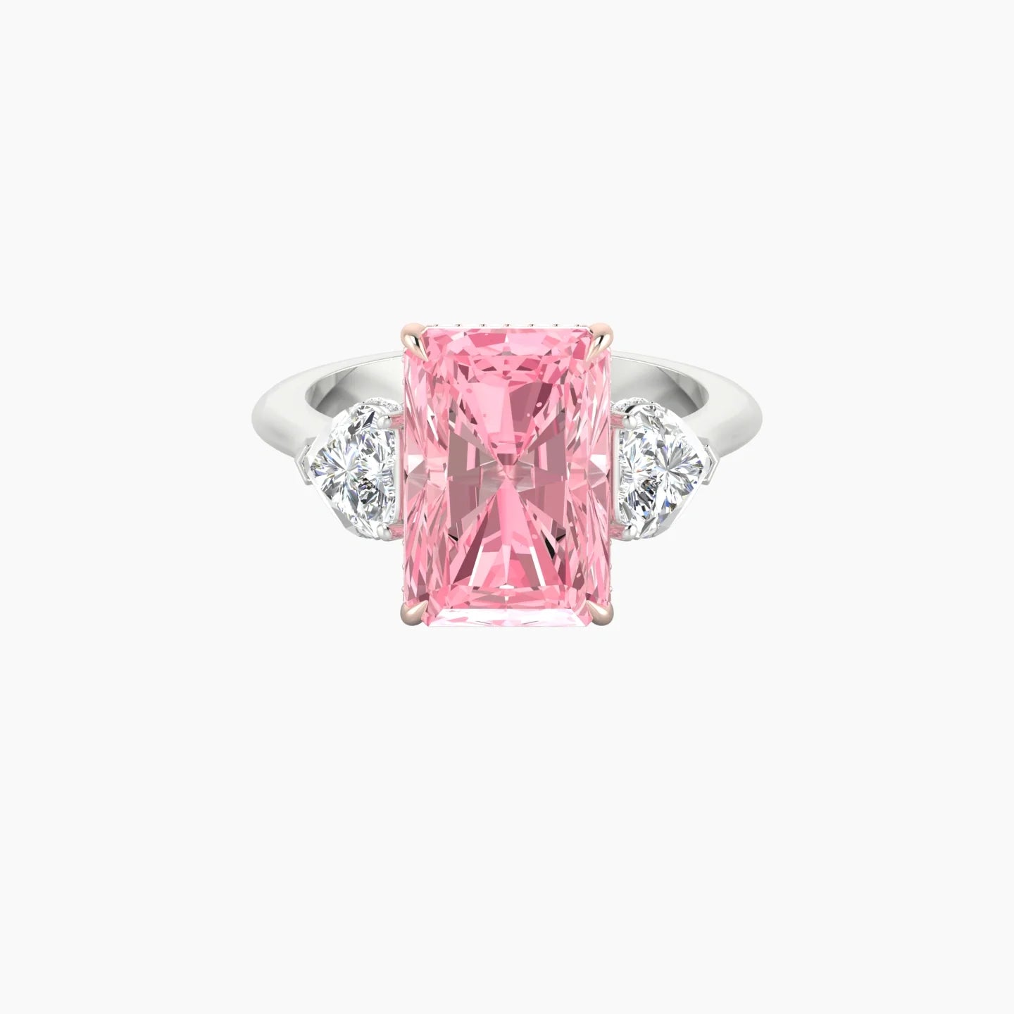 Heart Trilogy | 18k White & Rose Gold 5 ct Radiant Cut Ring
