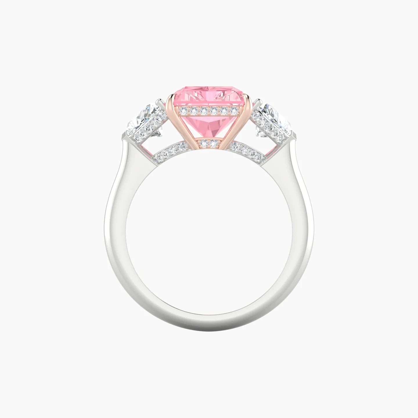Heart Trilogy | 18k White & Rose Gold 5 ct Radiant Cut Ring