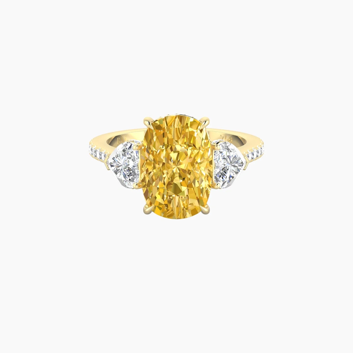 Heart Trilogy with Straight Shank | 18k Yellow Gold 5 ct Cushion Cut Ring