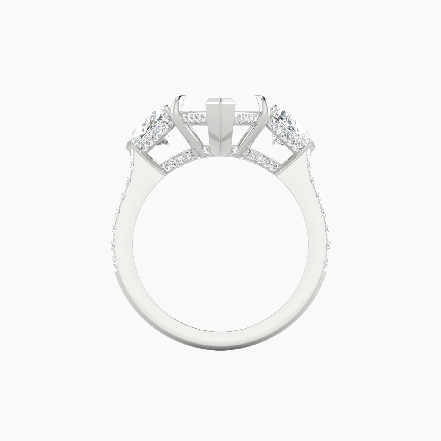 Heart Trilogy with Straight Shank | 18k White Gold 5-7.99 ct Marquise Cut Ring Setting
