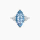 Marquise Blue Lab Diamond Ring | Intricate Heart Trilogy with Straight Shank