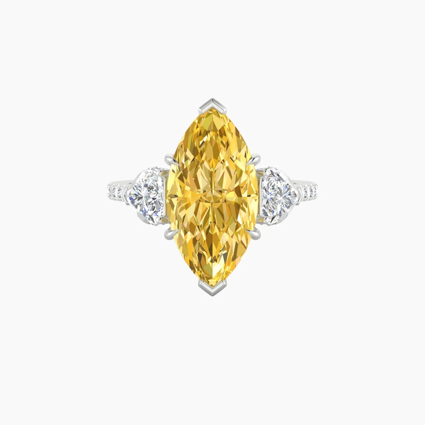 Heart Trilogy with Straight Shank | 18k White Gold 5 ct Marquise Cut Ring