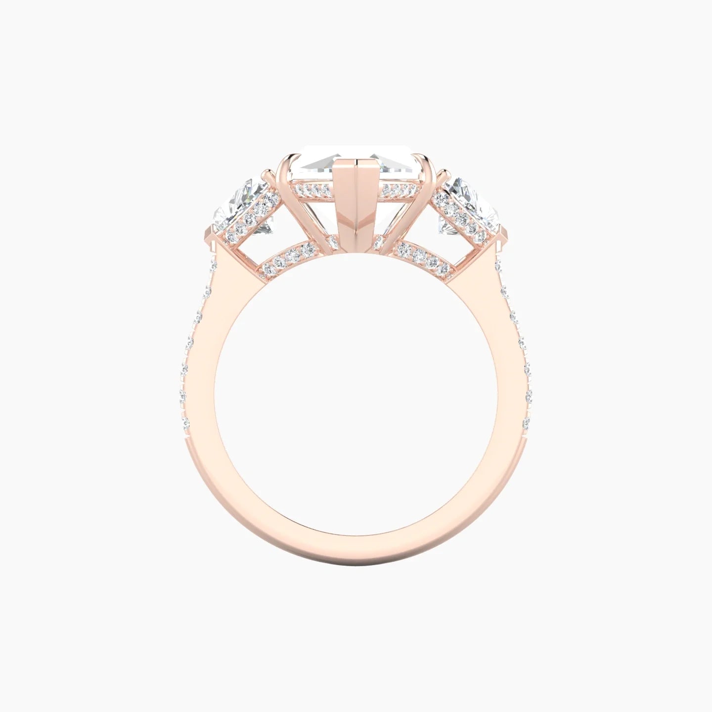 Intricate Heart Trilogy with Straight Shank | 18k Rose Gold 5 ct Marquise White Lab Diamond Ring