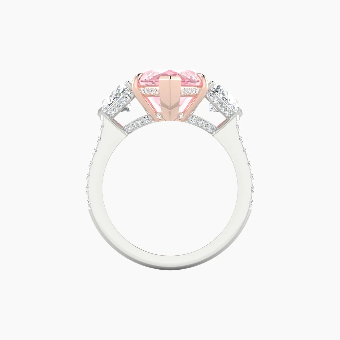 Heart Trilogy with Straight Shank | 18k White & Rose Gold 5 ct Marquise Cut Ring