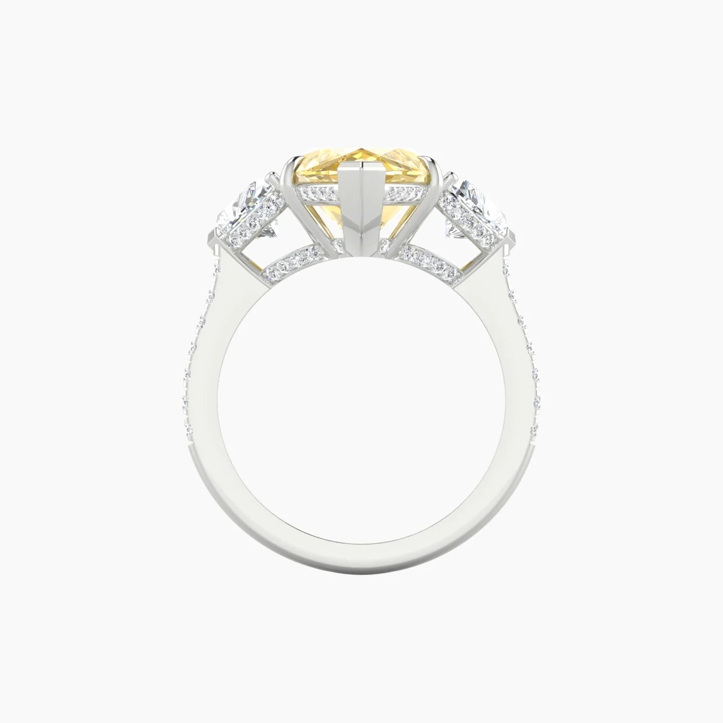 Heart Trilogy with Straight Shank | 18k White Gold 5 ct Marquise Cut Ring