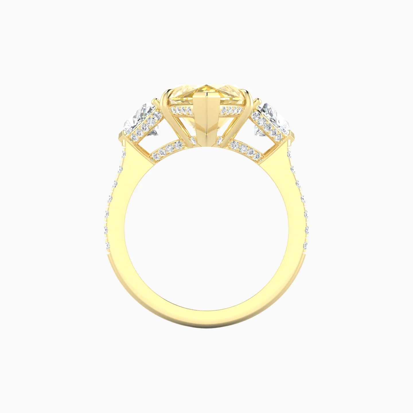 Heart Trilogy with Straight Shank | 18k Yellow Gold 5 ct Marquise Cut Ring