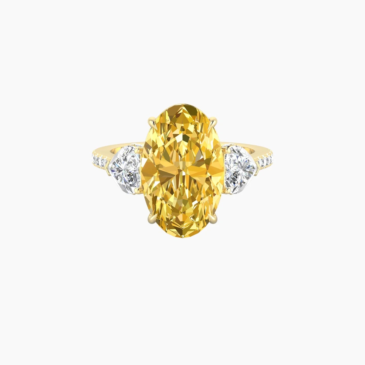 Heart Trilogy with Straight Shank | 18k Yellow Gold 5 ct Oval Cut Ring