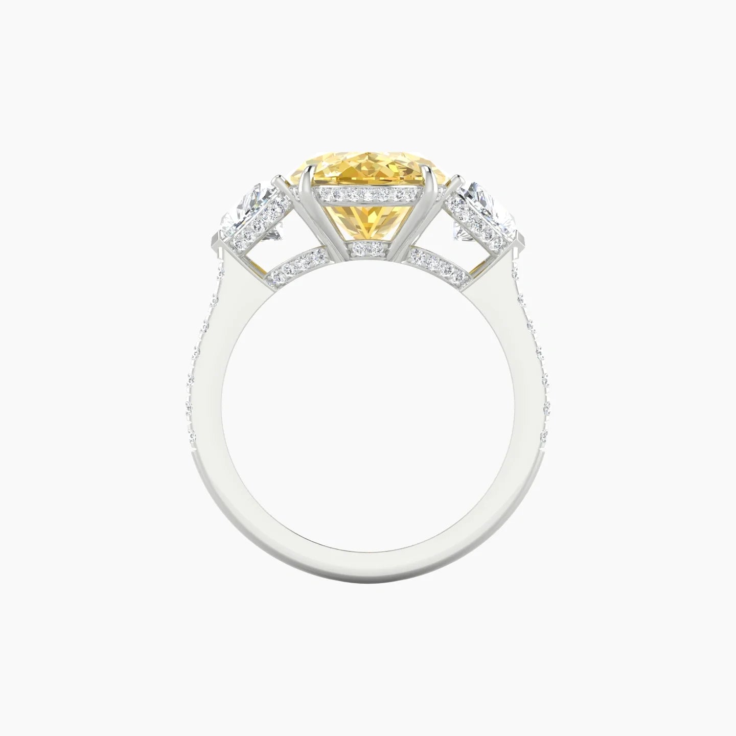 Heart Trilogy with Straight Shank | 18k White Gold 5 ct Oval Cut Ring