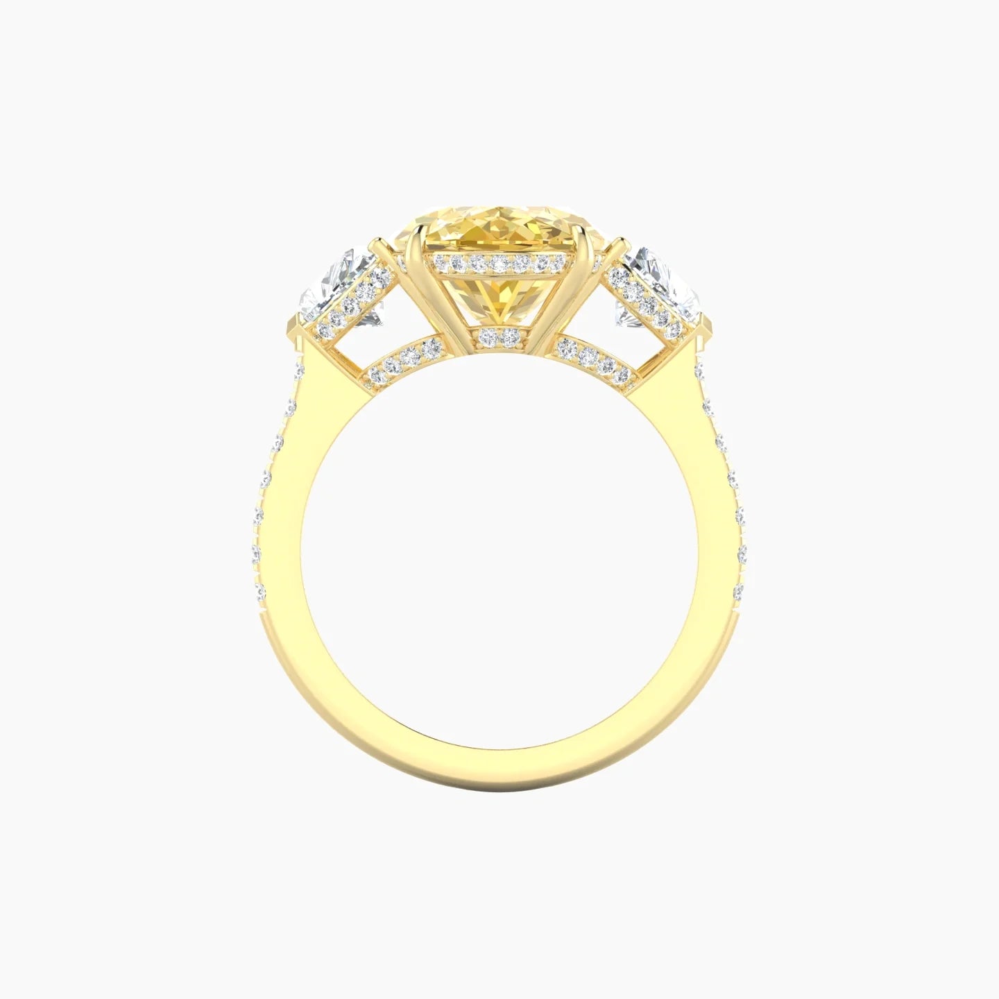 Heart Trilogy with Straight Shank | 18k Yellow Gold 5 ct Oval Cut Ring