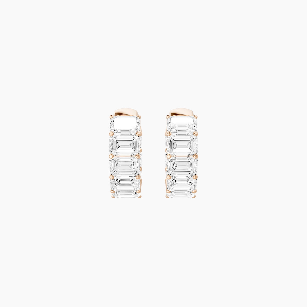 18k Rose Gold 1cm Emerald White Lab Diamond Inside-Out Hoop Earrings | 4.8 ct total