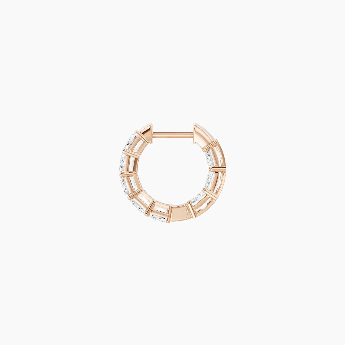 18k Rose Gold 1cm Emerald White Lab Diamond Inside-Out Hoop Earrings | 4.8 ct total