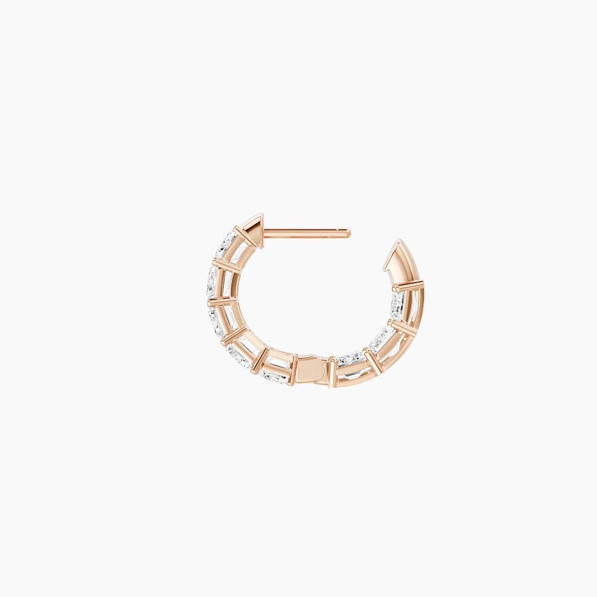 18k Rose Gold 1cm Emerald White Lab Diamond Inside-Out Hoop Earrings | 4.8 ct total