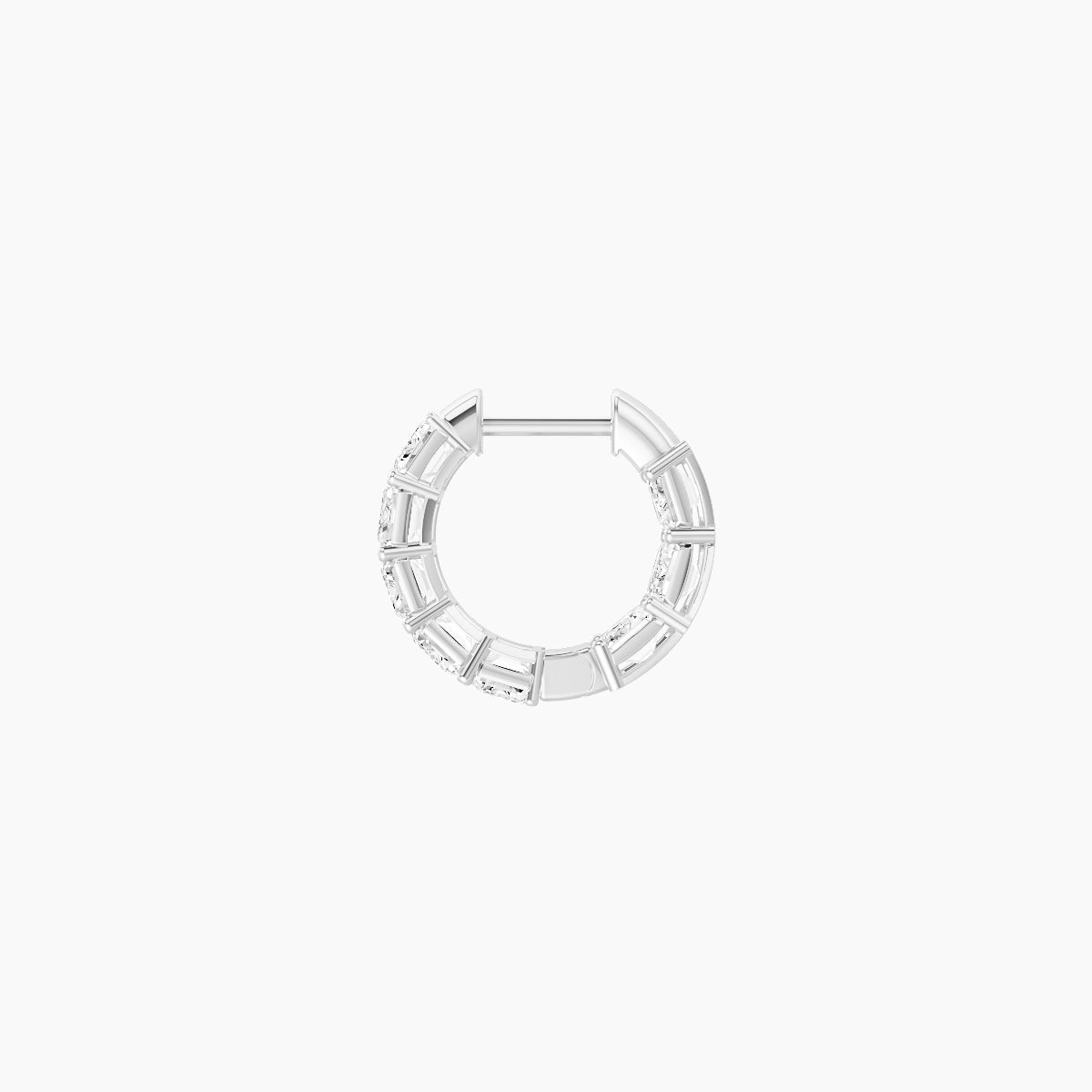 18k White Gold 1cm Emerald White Lab Diamond Inside-Out Hoop Earrings | 4.8 ct total