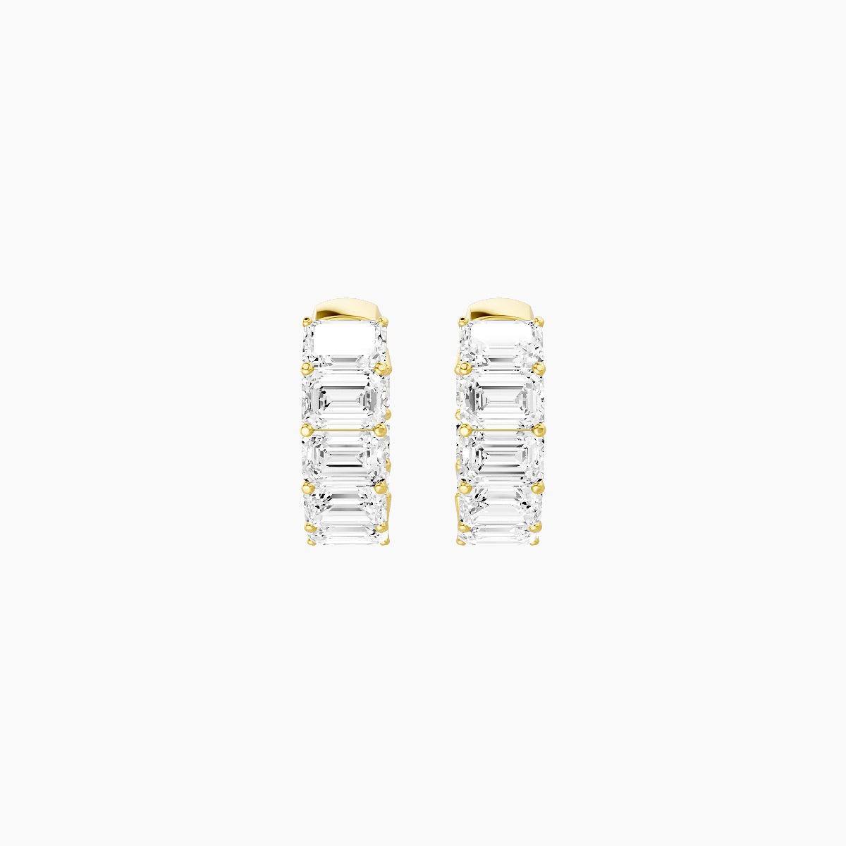 18k Yellow Gold 1cm Emerald White Lab Diamond Inside-Out Hoop Earrings | 4.8 ct total