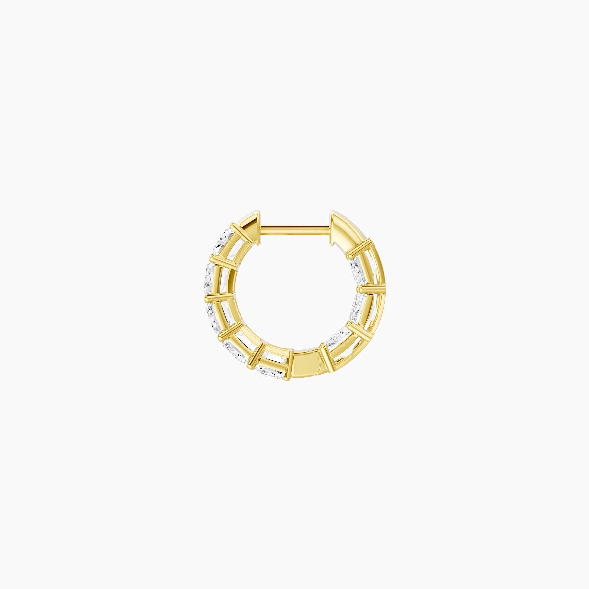 18k Yellow Gold 1cm Emerald White Lab Diamond Inside-Out Hoop Earrings | 4.8 ct total