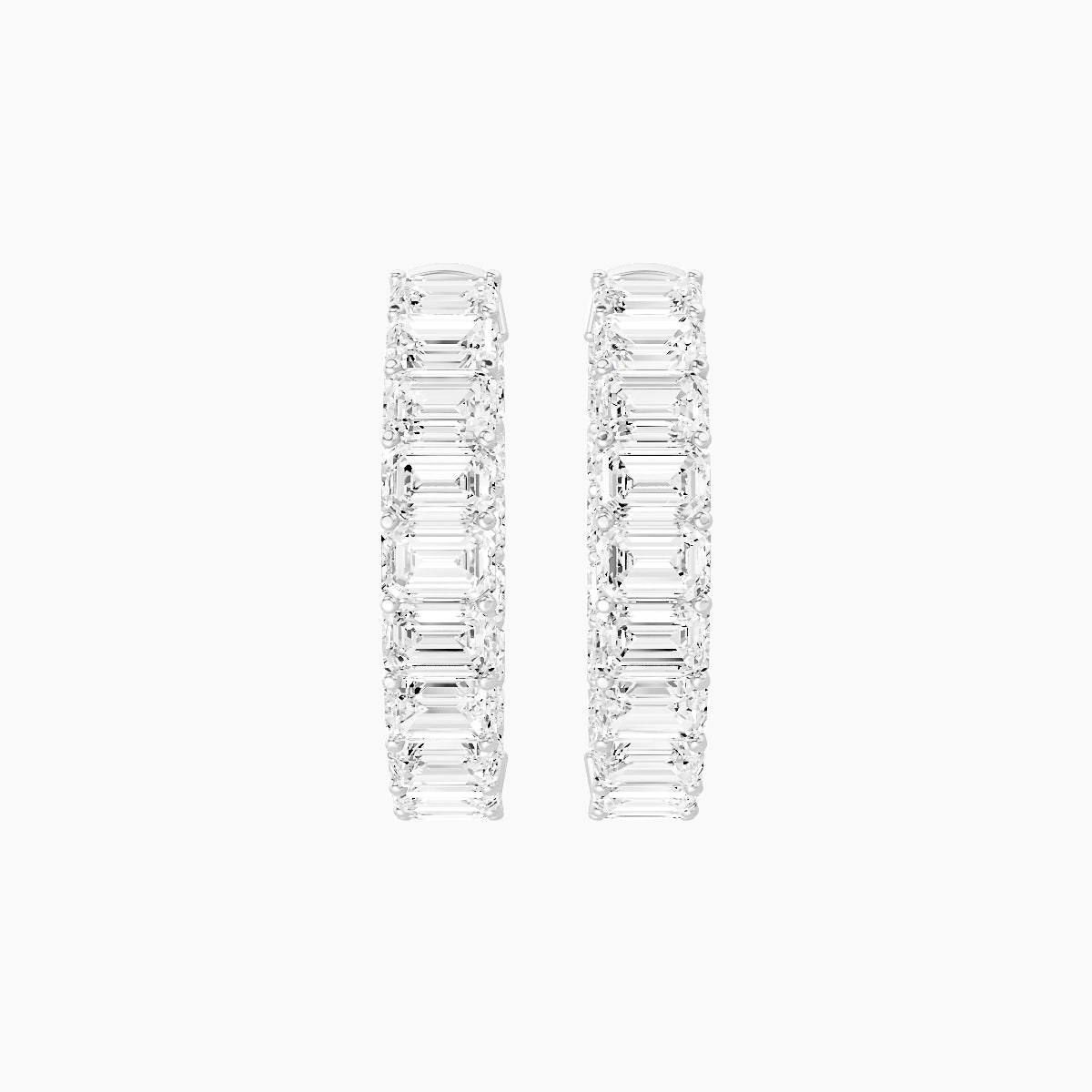 18k White Gold 2cm Emerald White Lab Diamond Inside-Out Hoop Earrings | 10.8 ct total