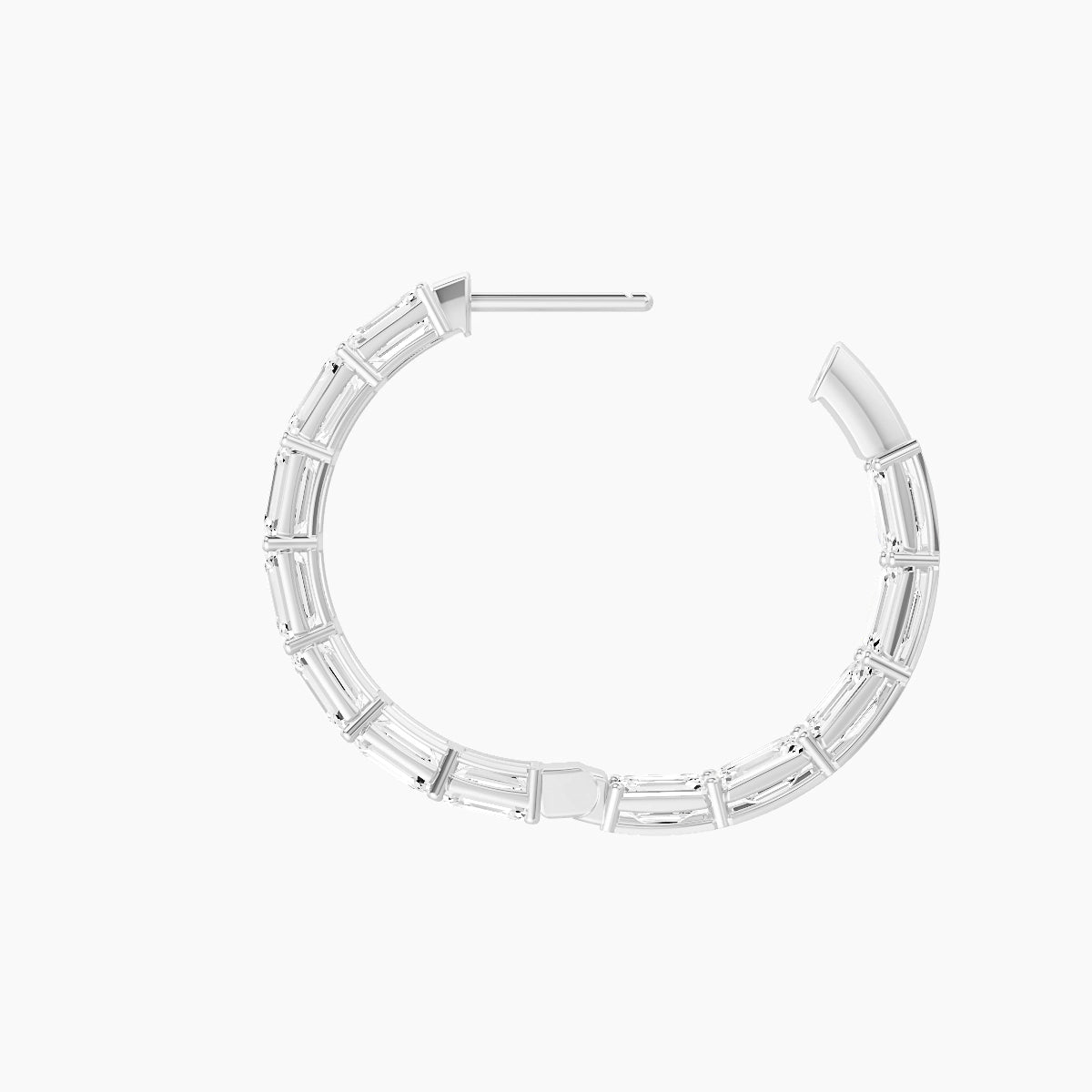 18k White Gold 2cm Emerald White Lab Diamond Inside-Out Hoop Earrings | 7.2 ct total