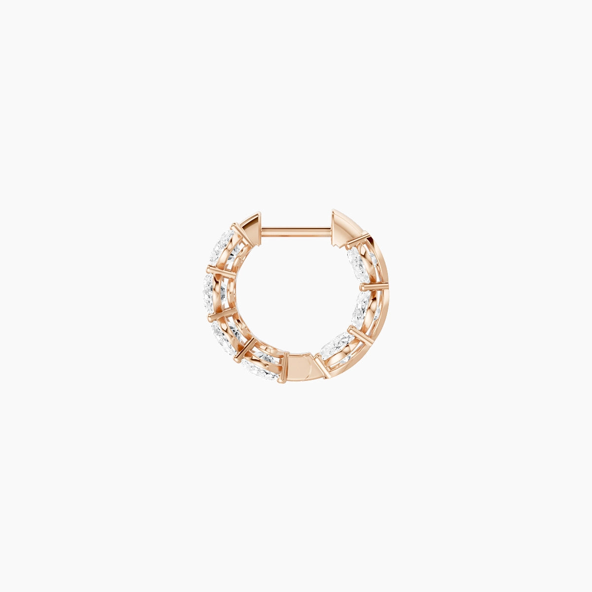 18k Rose Gold 1cm Oval White Lab Diamond Inside-Out Hoop Earrings | 4.2 ct total